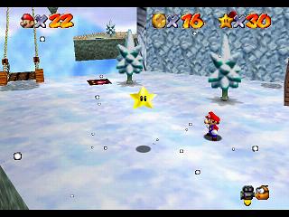 Super Mario 64 (n64 mini, Switch et DS) - Montagne Gla-Gla - Glissade sur glace