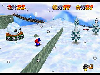 Super Mario 64 (n64 mini, Switch et DS) - Montagne Gla-Gla - Petit pingouin perdu