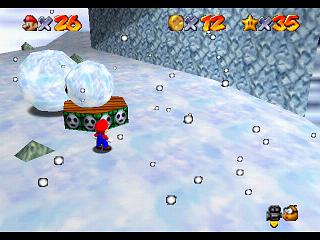 Super Mario 64 (n64 mini, Switch et DS) - Montagne Gla-Gla - Bonhomme de neige sans tte