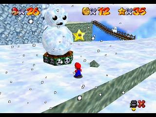 Super Mario 64 (n64 mini, Switch et DS) - Montagne Gla-Gla - Bonhomme de neige sans tte