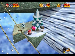 Super Mario 64 (n64 mini, Switch et DS) - Montagne Gla-Gla - Rebonds sur les murs