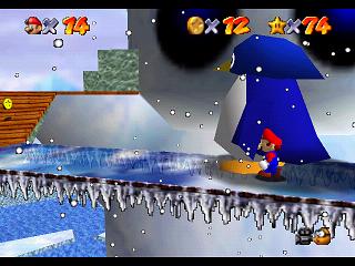 Super Mario 64 (n64 mini, Switch et DS) - Chez le roi des Neiges - Grosse tte du bonhomme