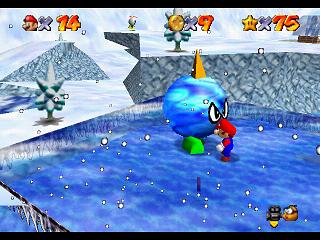 Super Mario 64 (n64 mini, Switch et DS) - Chez le roi des Neiges - Combattez le gros moche givré