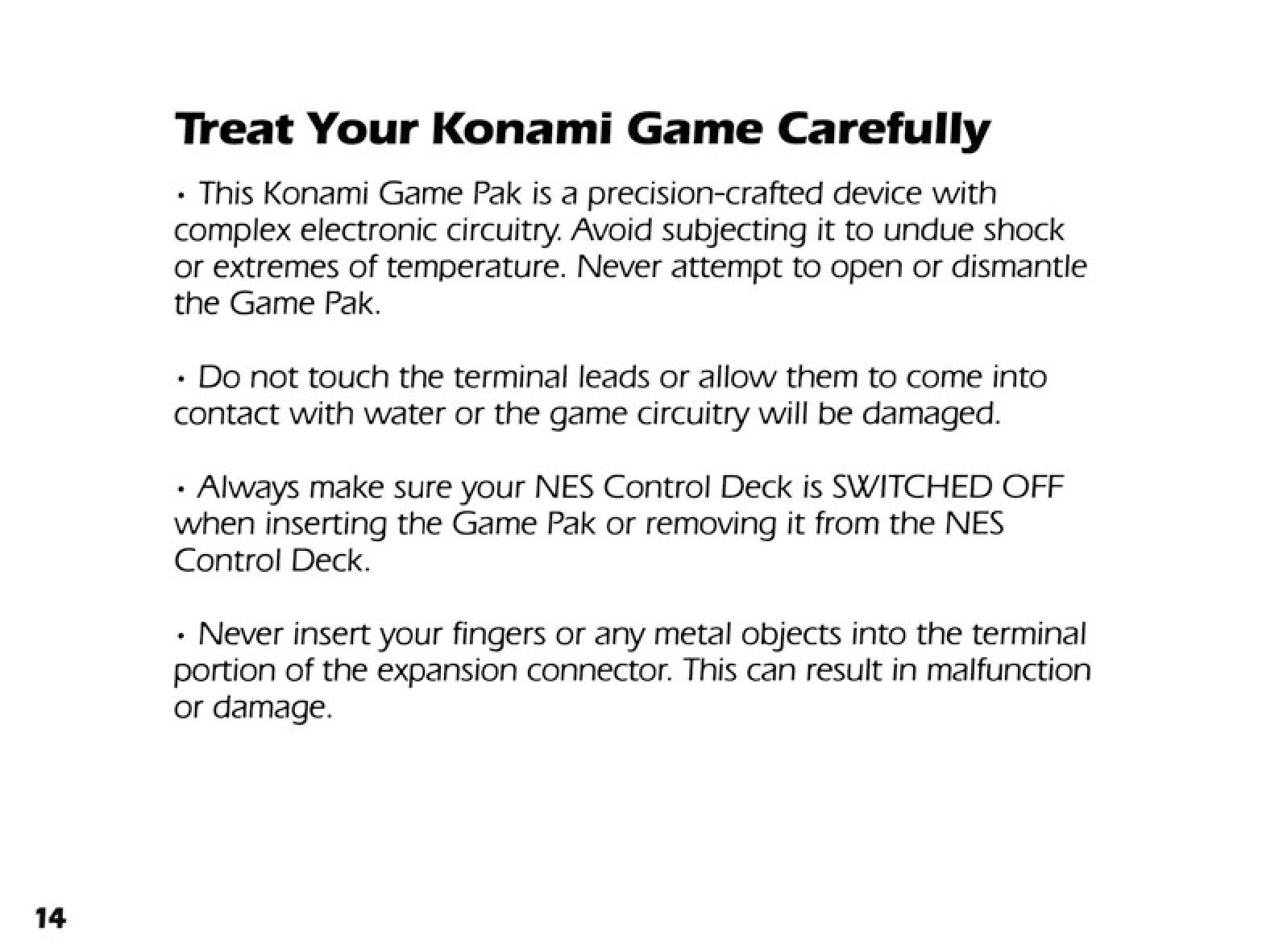 Castlevania 1 : La notice du premier Castlevania version Nes