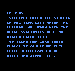 Double Dragon II sur Nes : cran titre et introduction