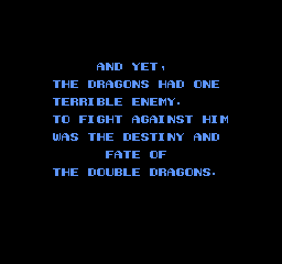 Double Dragon II sur Nes : cran titre et introduction