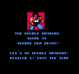 Double Dragon II sur Nes : cran titre et introduction