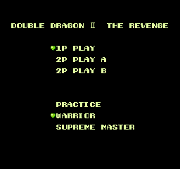 Double Dragon II sur Nes : cran titre et introduction