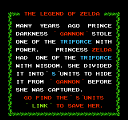 The Legend Of Zelda I sur Nes (mini) - prologue of first quest