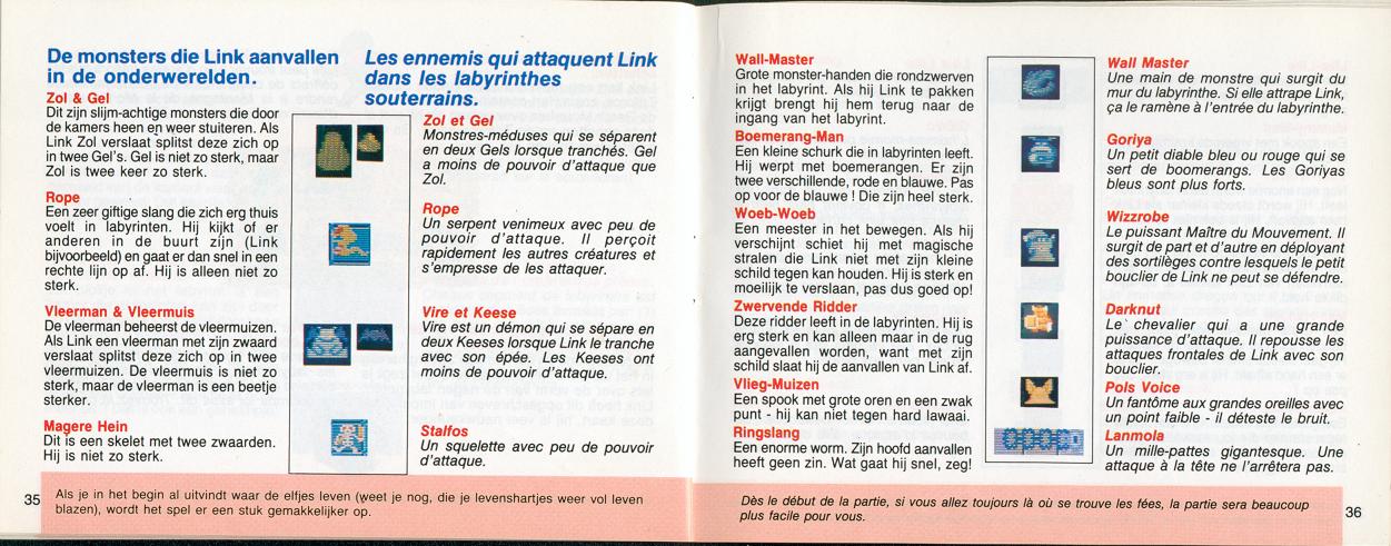 Zelda 1 (the legend of zelda) : La notice de la version Nes