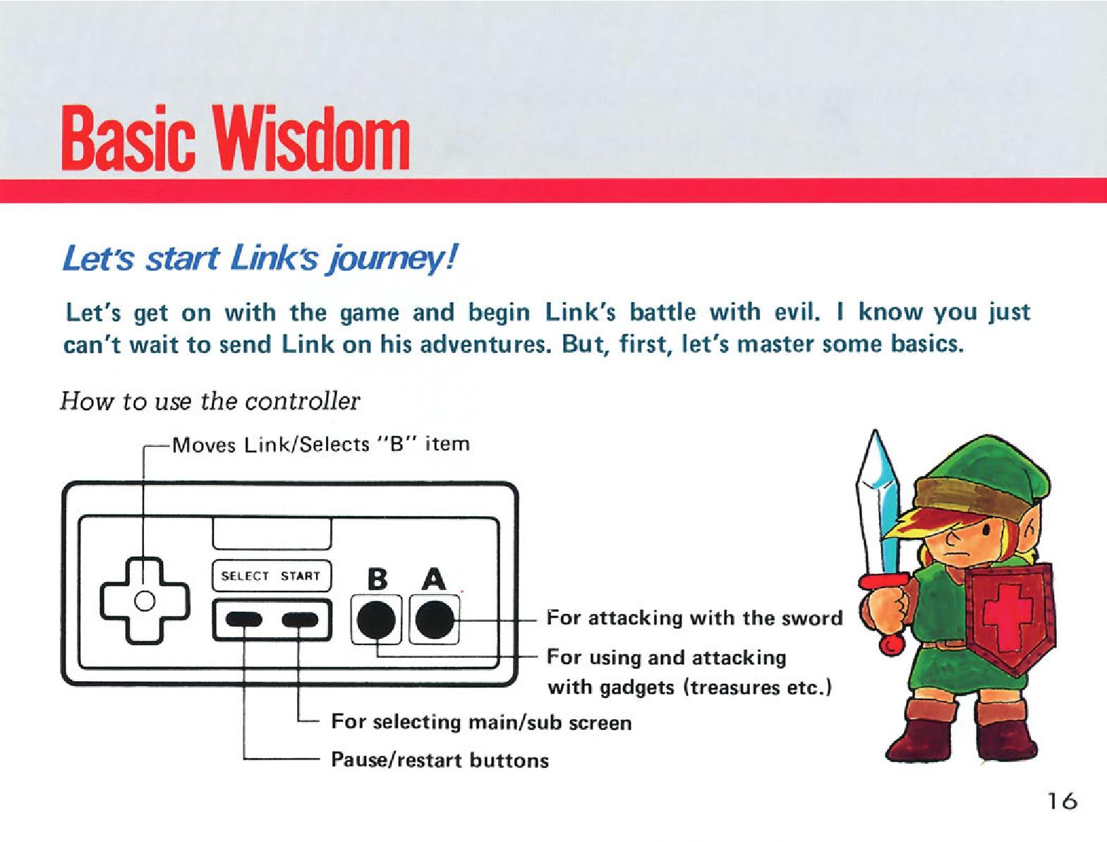 Zelda 1 (the legend of zelda) : Manual of nes version