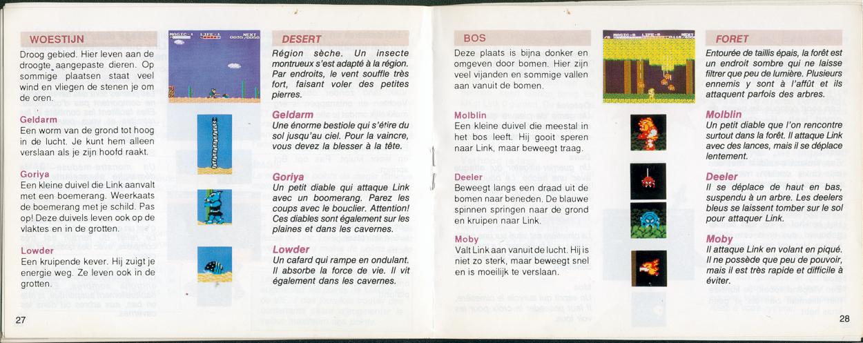 Zelda 2 - The adventure of Link : La notice de la version Nes