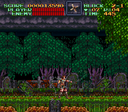 Super Castlevania 4 on Super Nintendo - Level 2 : Cemetery, swamps and river