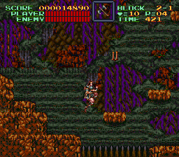 Super Castlevania 4 on Super Nintendo - Level 2 : Cemetery, swamps and river