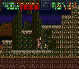 Super Castlevania 4 on Super Nintendo - Level 2 : Cemetery, swamps and river