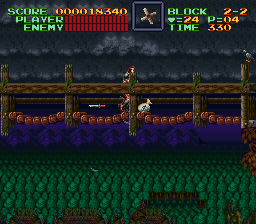 Super Castlevania 4 on Super Nintendo - Level 2 : Cemetery, swamps and river