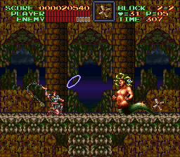 Super Castlevania 4 on Super Nintendo - Level 2 : Cemetery, swamps and river