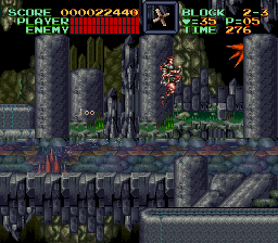 Super Castlevania 4 on Super Nintendo - Level 2 : Cemetery, swamps and river