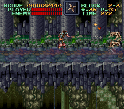 Super Castlevania 4 on Super Nintendo - Level 2 : Cemetery, swamps and river