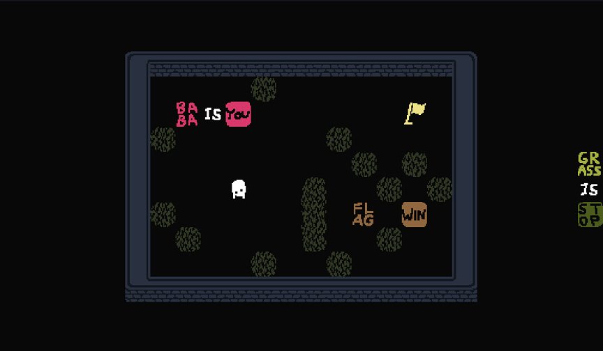 Baba is You sur Switch et Pc -  Carte : Niveau 7 - Grass Yard : Le niveau  rsoudre