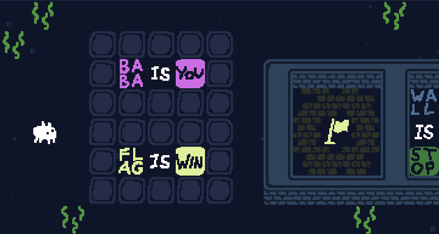 Baba is You sur Switch et Pc -  The Lake : Niveau 5 - Brick Wall : Le niveau  rsoudre
