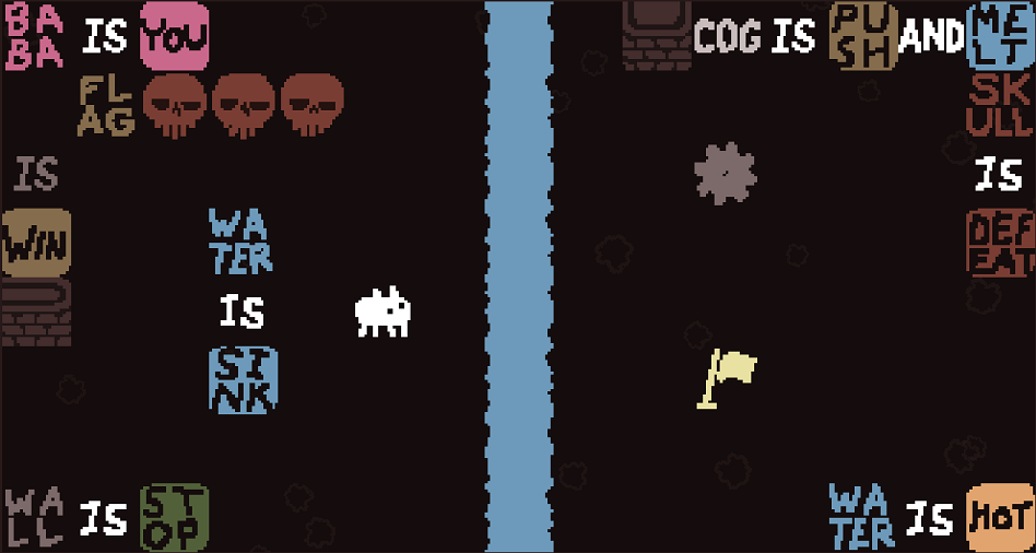 Baba is You sur Switch et Pc -  Solitary Island : Niveau 12 - Evaporating River : Le niveau  rsoudre